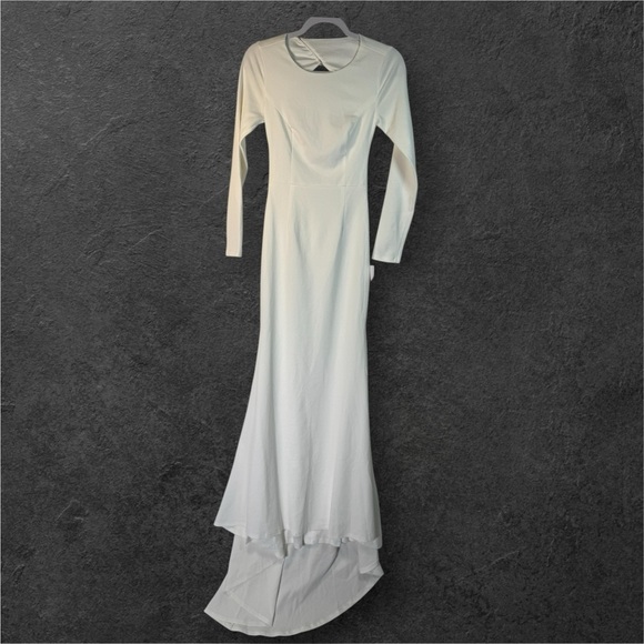 Lulus Eloquent Endearment White Long Sleeve Backless Gown XS - Picture 1 of 16